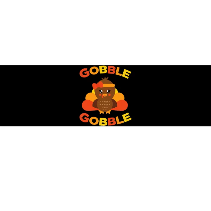 Cute Gobble Gobble Turkey Pilgrim Little Thanksgiving Bumper Sticker