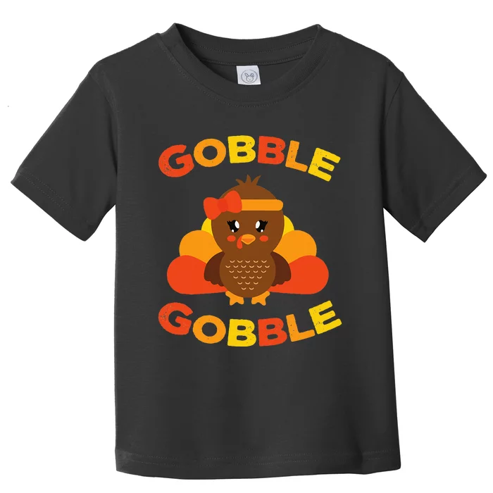 Cute Gobble Gobble Turkey Pilgrim Little Thanksgiving Toddler T-Shirt