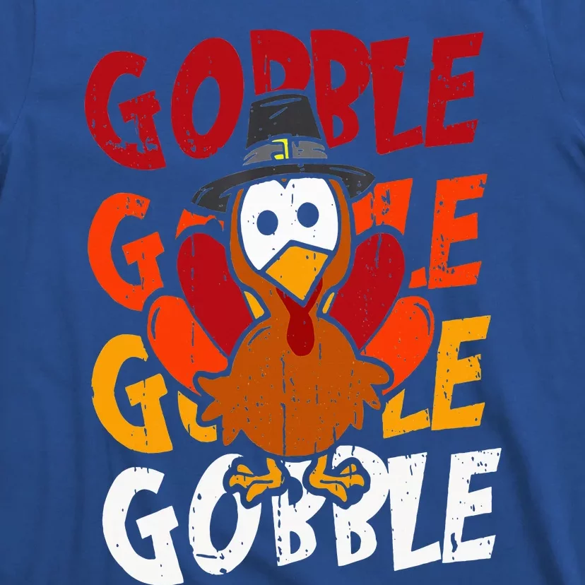 Cute Gobble Gobble Turkey Pilgrim Little  Thanksgiving T-Shirt