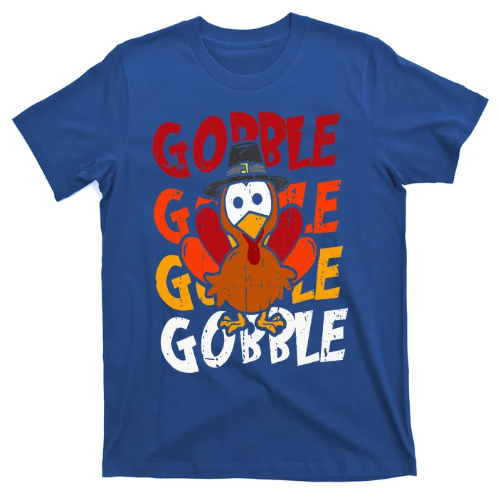 Cute Gobble Gobble Turkey Pilgrim Little  Thanksgiving T-Shirt