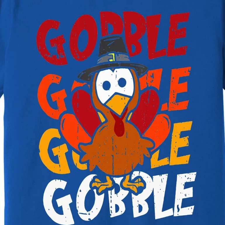 Cute Gobble Gobble Turkey Pilgrim Little  Thanksgiving Premium T-Shirt