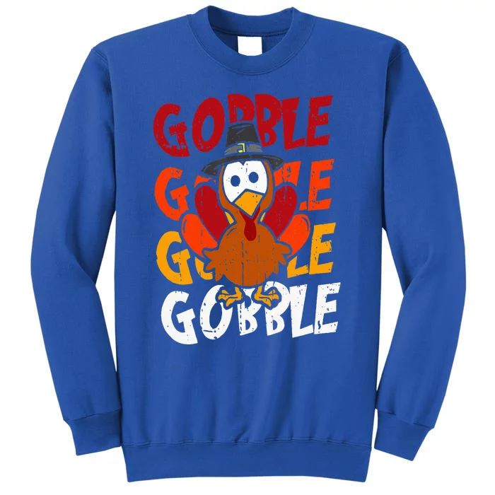 Cute Gobble Gobble Turkey Pilgrim Little  Thanksgiving Tall Sweatshirt