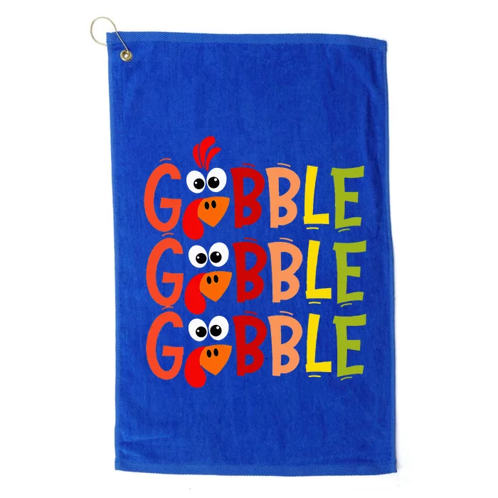 Cute Gobble Gobble Turkey Pilgrim Little Thanksgiving Platinum Collection Golf Towel