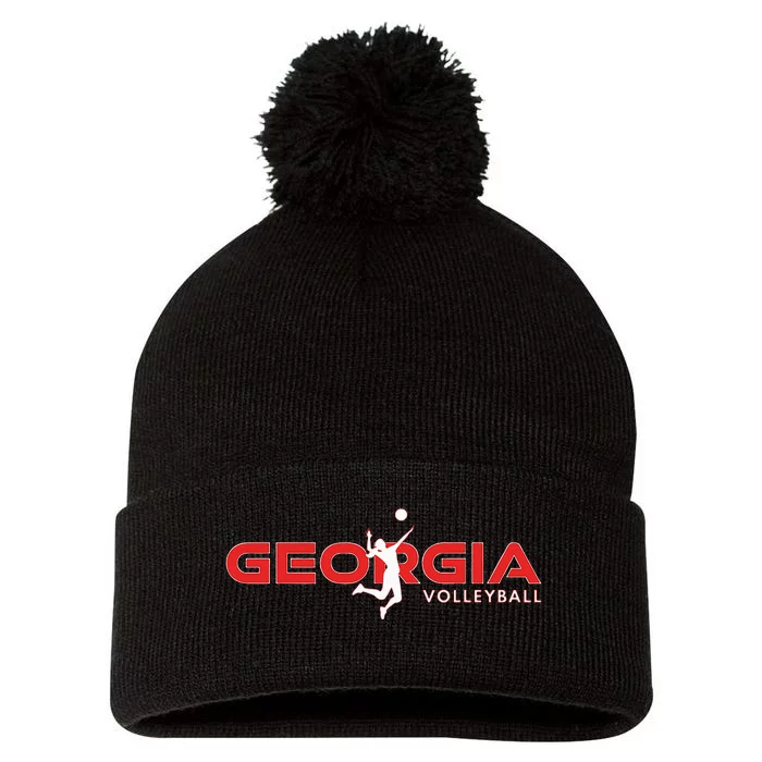 Court Game Ga Team Atlanta Georgia Volleyball Player Pom Pom 12in Knit Beanie