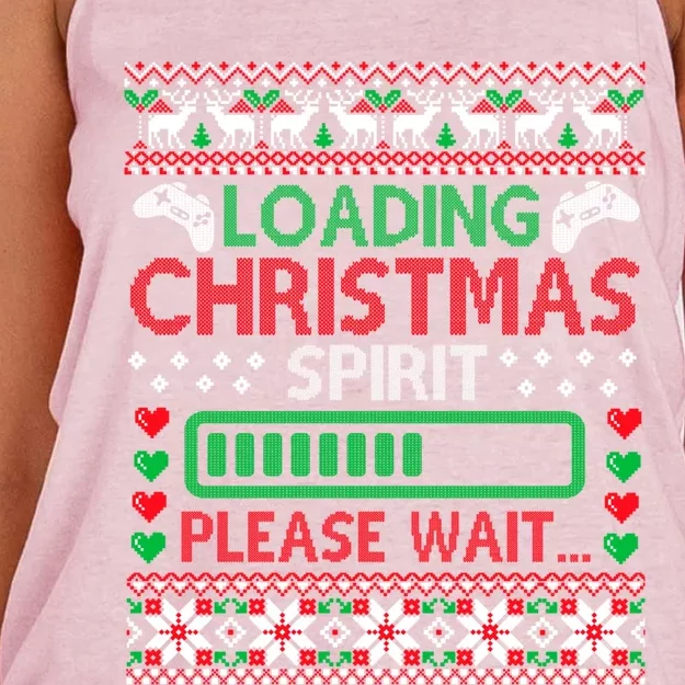 Christmas Gaming Gift Loading Christmas Spirit For Gamer Ugly Great Gift Women's Knotted Racerback Tank