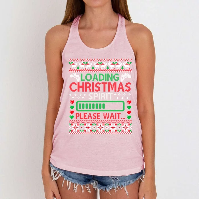 Christmas Gaming Gift Loading Christmas Spirit For Gamer Ugly Great Gift Women's Knotted Racerback Tank