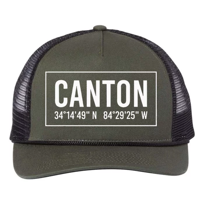 Canton Ga Georgia Funny City Coordinates Home Roots Retro Rope Trucker Hat Cap