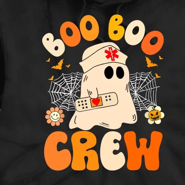 Cute Ghost Groovy Boo Boo Crew Nurse Funny Halloween Nurse Gift Tie Dye Hoodie