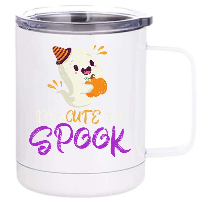 Cute Ghoul Gift Idea Spooky Ghost Halloween Front & Back 12oz Stainless Steel Tumbler Cup