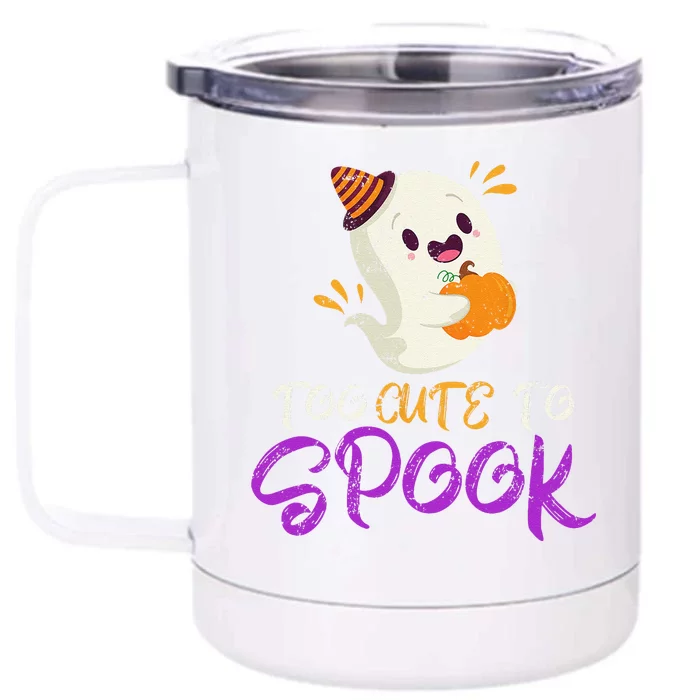 Cute Ghoul Gift Idea Spooky Ghost Halloween Front & Back 12oz Stainless Steel Tumbler Cup