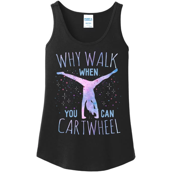 Cartwheel Gymnast Girl Classic Fit Tie Dye Black Ladies Essential Tank