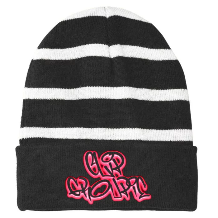 Clip Groupe Graffiti Striped Beanie with Solid Band