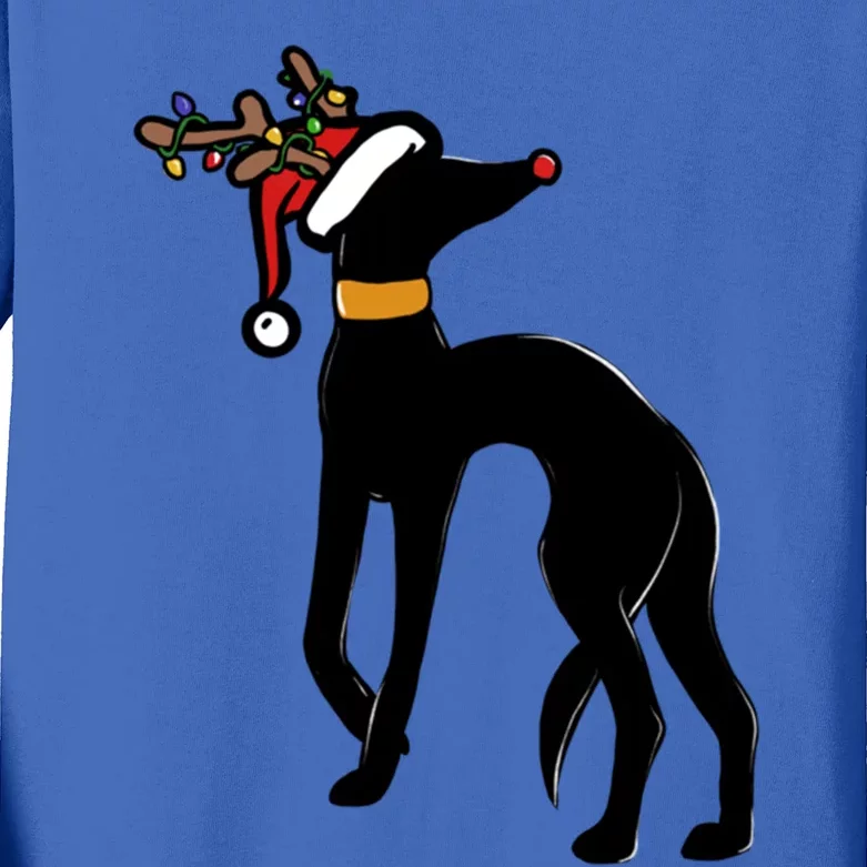 Christmas Greyhound Gift Kids Long Sleeve Shirt