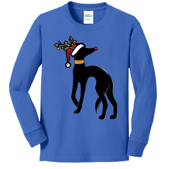 Christmas Greyhound Gift Kids Long Sleeve Shirt