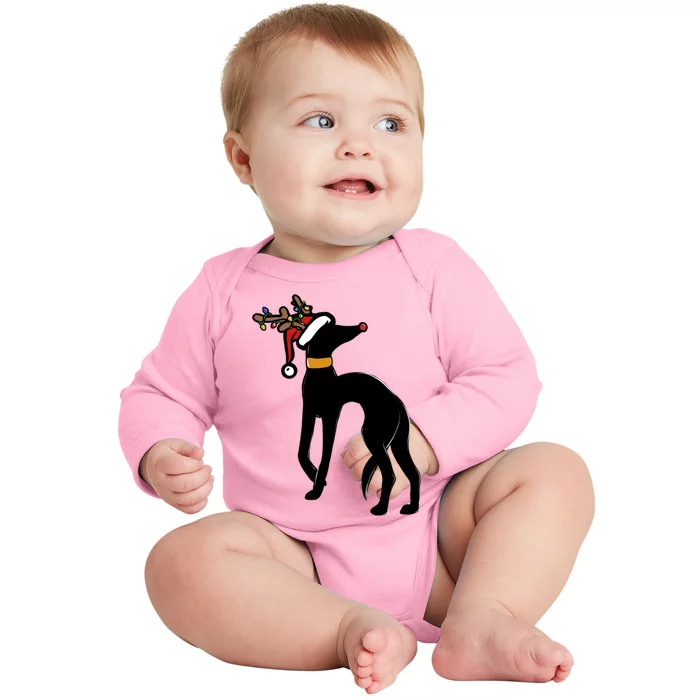 Christmas Greyhound Gift Baby Long Sleeve Bodysuit