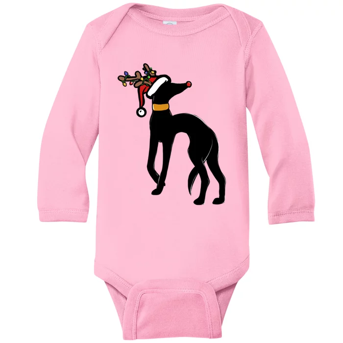 Christmas Greyhound Gift Baby Long Sleeve Bodysuit