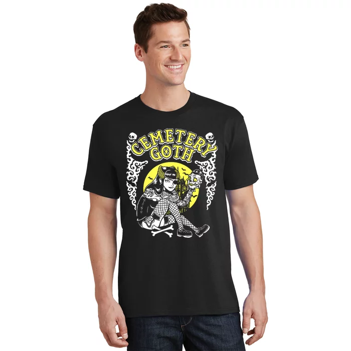 Cemetary Goth Girl Horror T-Shirt