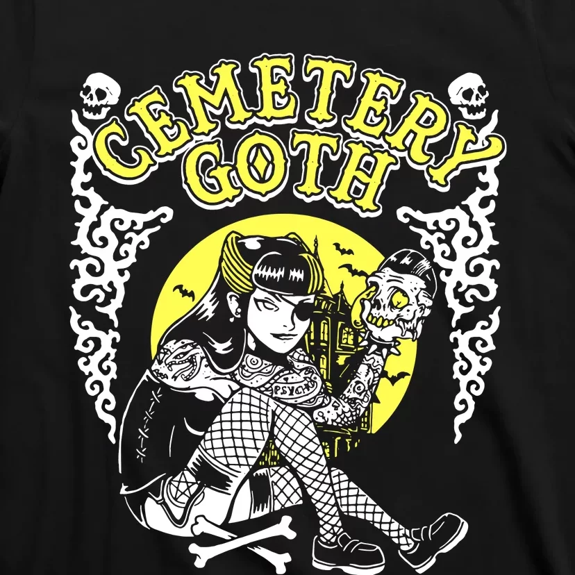 Cemetary Goth Girl Horror T-Shirt