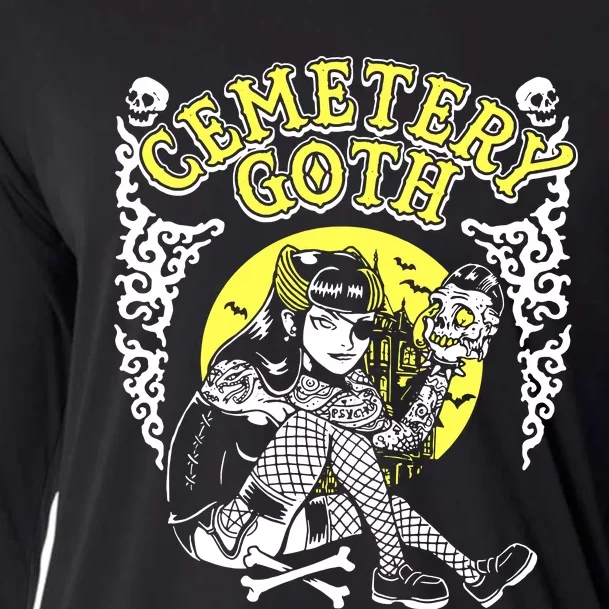 Cemetary Goth Girl Horror Cooling Performance Long Sleeve Crew