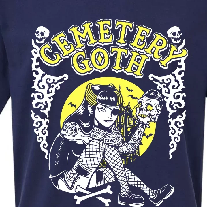 Cemetary Goth Girl Horror Sueded Cloud Jersey T-Shirt