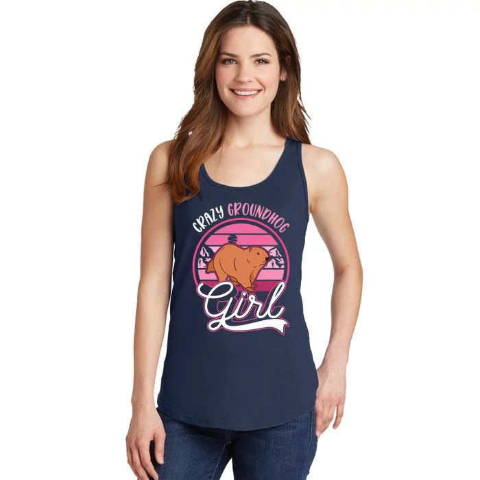 Crazy Groundhog Girl Marmot Girl Woodchuck Ladies Essential Tank