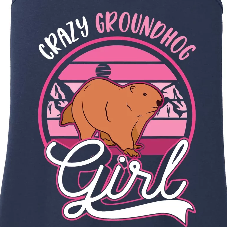 Crazy Groundhog Girl Marmot Girl Woodchuck Ladies Essential Tank