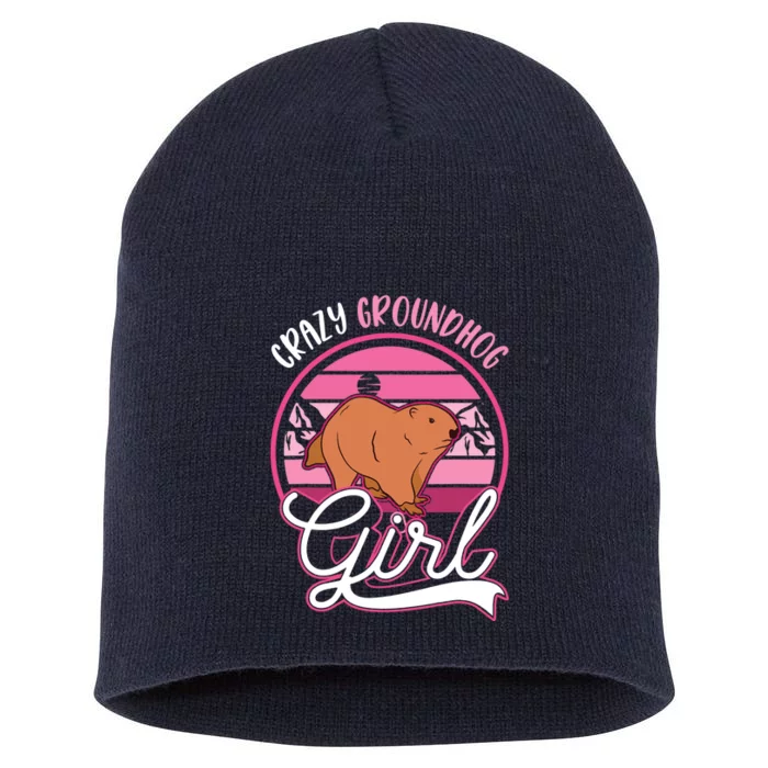 Crazy Groundhog Girl Marmot Girl Woodchuck Short Acrylic Beanie