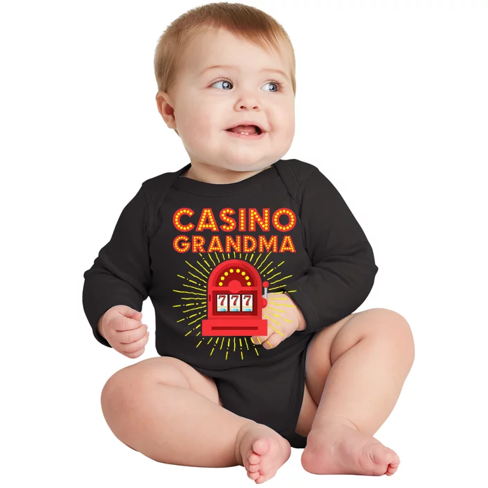 Casino Grandma Gambling Granny Grandmother Slot Machine Baby Long Sleeve Bodysuit