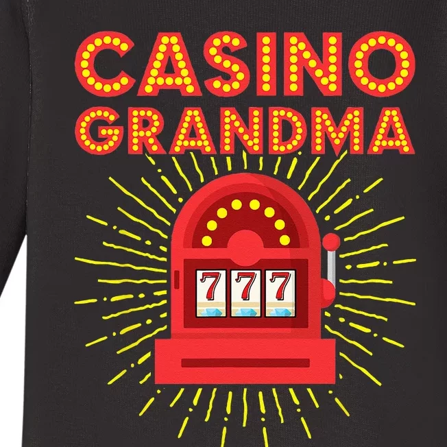 Casino Grandma Gambling Granny Grandmother Slot Machine Baby Long Sleeve Bodysuit