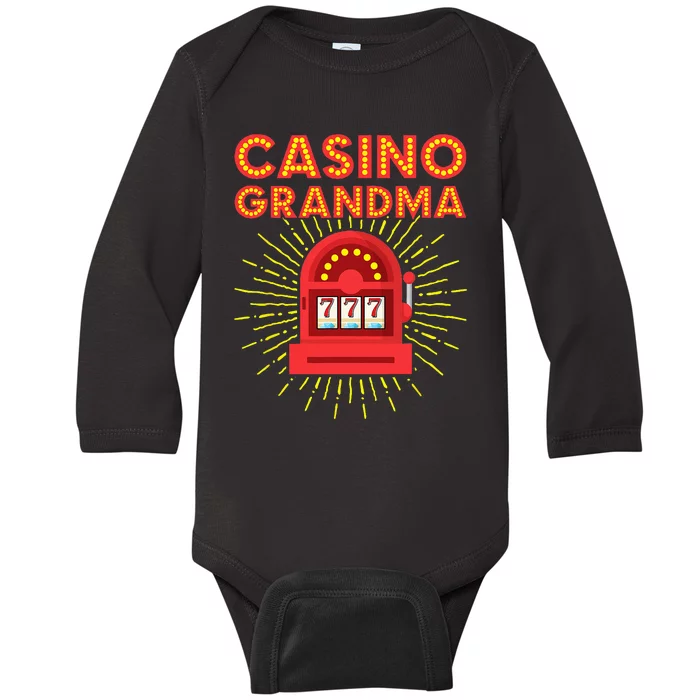 Casino Grandma Gambling Granny Grandmother Slot Machine Baby Long Sleeve Bodysuit