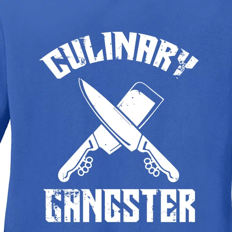 Culinary Gangster Gourmet Kitchen Chef Gift Ladies Long Sleeve Shirt