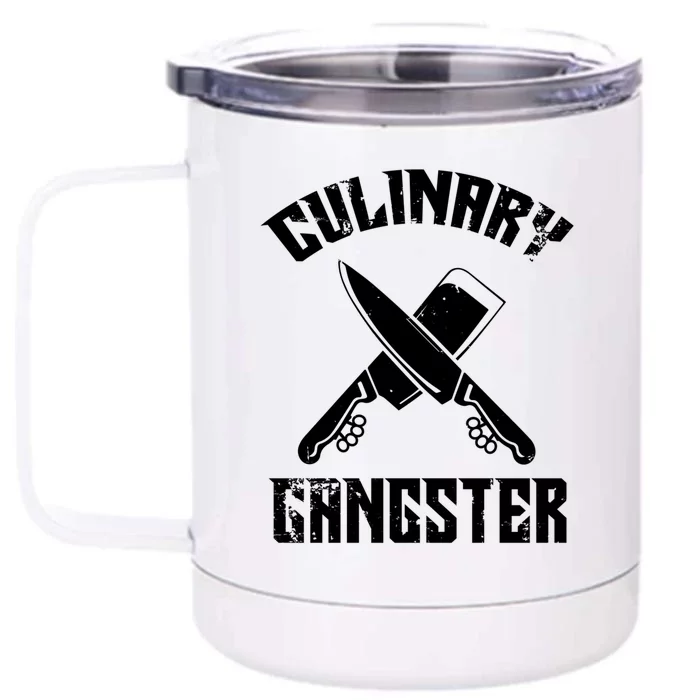 Culinary Gangster Gourmet Kitchen Chef Gift Front & Back 12oz Stainless Steel Tumbler Cup