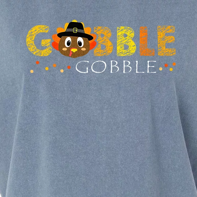 Cute Gobble Gobble Turkey Pilgrim Little Thanksgiving Garment-Dyed Women's Muscle Tee