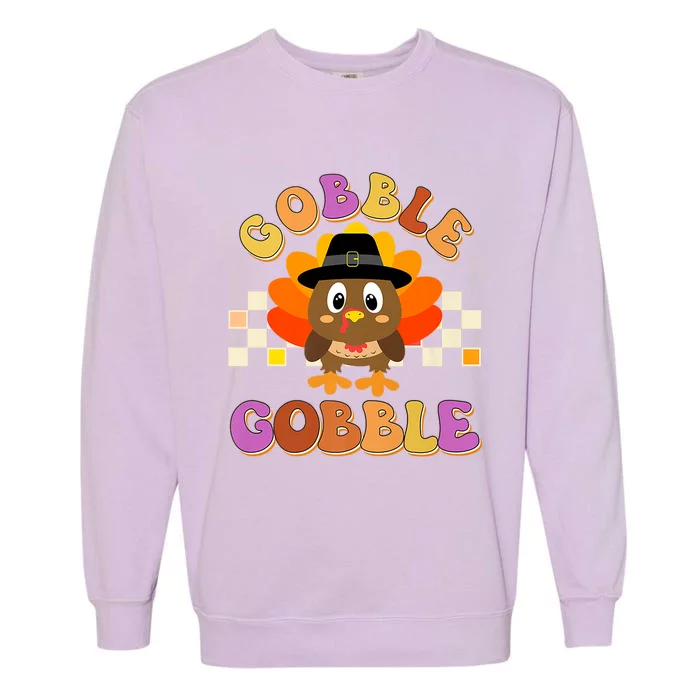 Cute Gobble Gobble Turkey Pilgrim Little Thanksgiving Meaningful Gift Garment-Dyed Sweatshirt