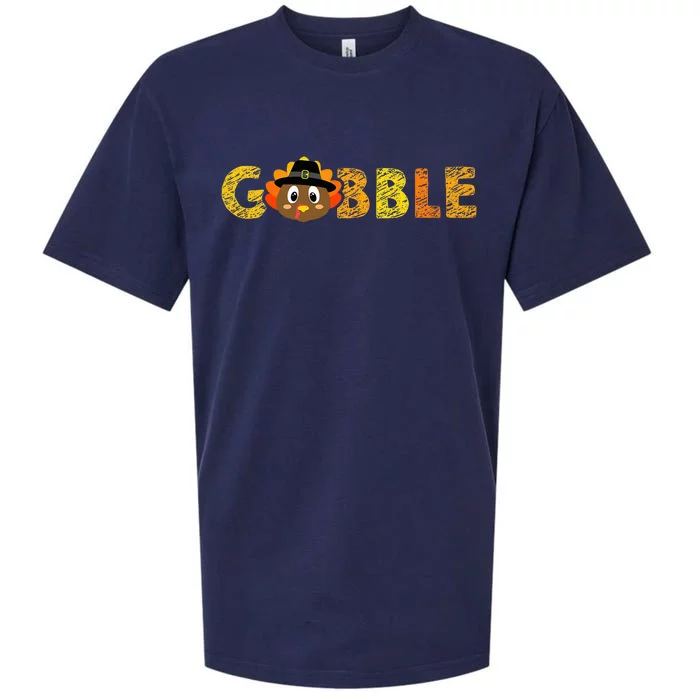 Cute Gobble Gobble Turkey Pilgrim Little Thanksgiving Sueded Cloud Jersey T-Shirt