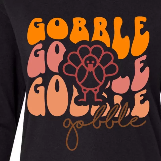 Cute Gobble Gobble Turkey Thanksgiving Gift Womens Cotton Relaxed Long Sleeve T-Shirt