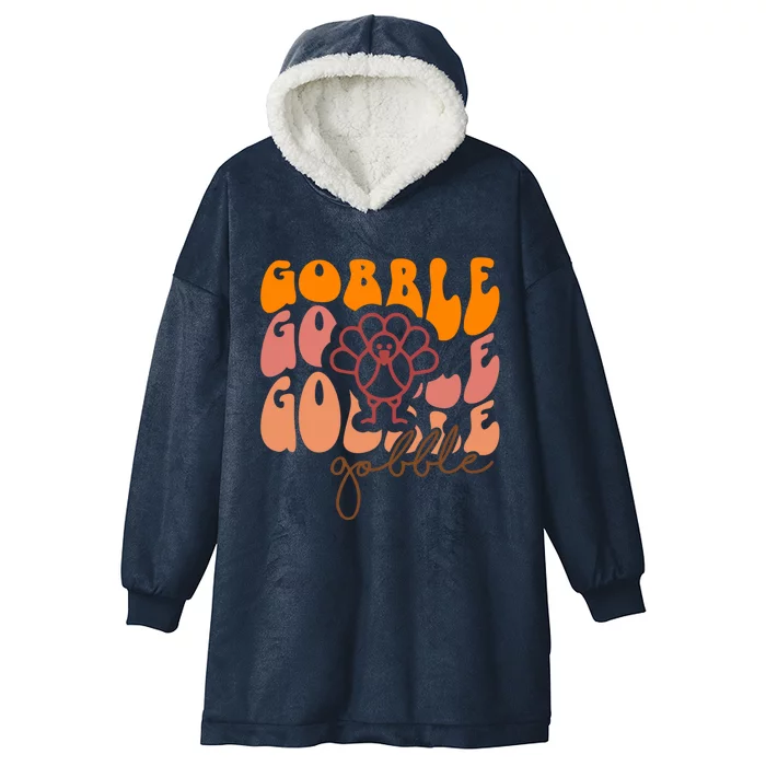 Cute Gobble Gobble Turkey Thanksgiving Gift Hooded Wearable Blanket