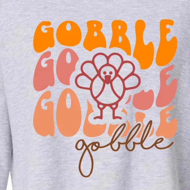 Cute Gobble Gobble Turkey Thanksgiving Gift Cropped Pullover Crew