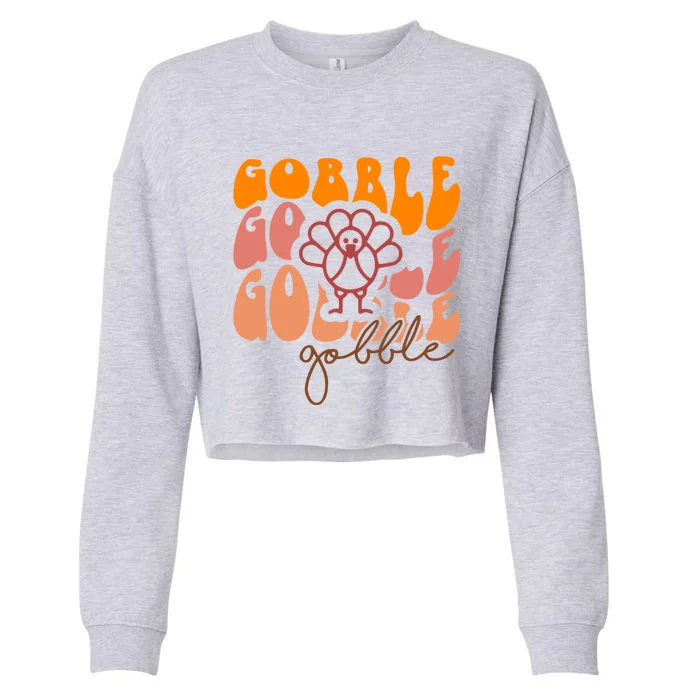 Cute Gobble Gobble Turkey Thanksgiving Gift Cropped Pullover Crew