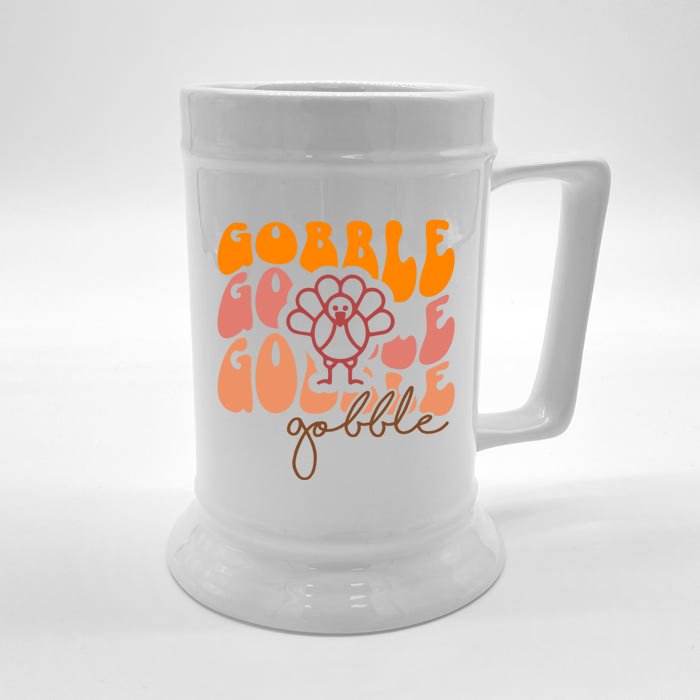 Cute Gobble Gobble Turkey Thanksgiving Gift Front & Back Beer Stein