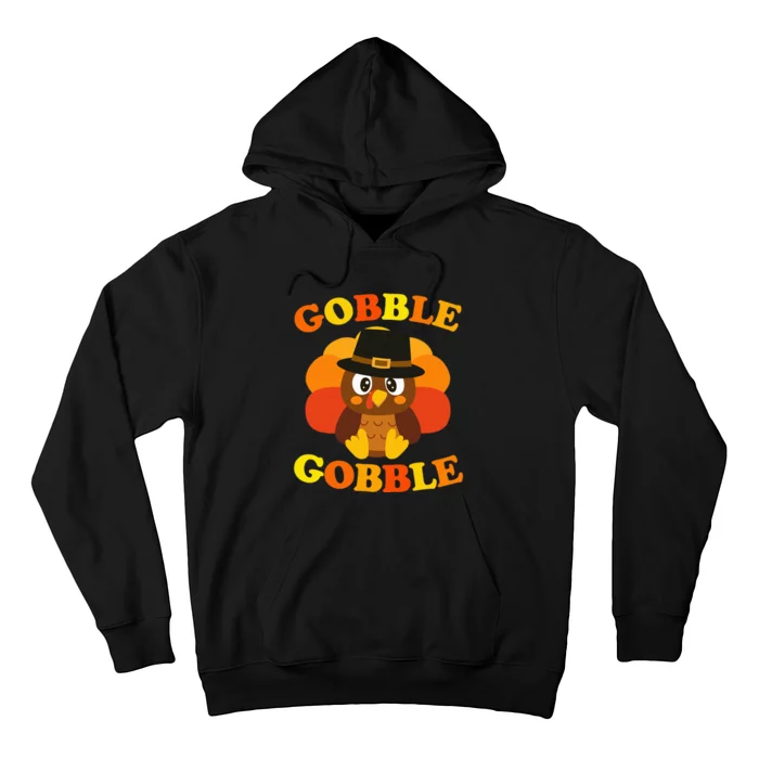 Cute Gobble Gobble Turkey Pilgrim Little Thanksgiving Hoodie