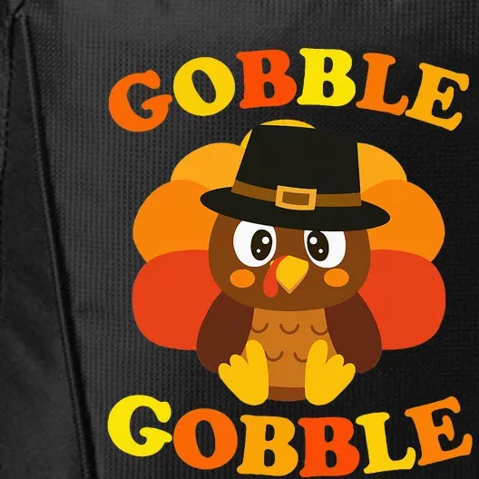 Cute Gobble Gobble Turkey Pilgrim Little Thanksgiving City Backpack