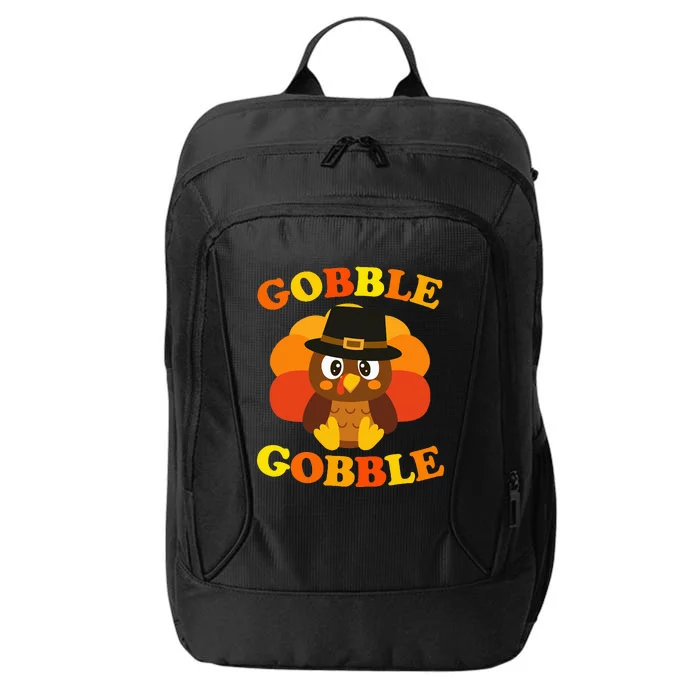 Cute Gobble Gobble Turkey Pilgrim Little Thanksgiving City Backpack