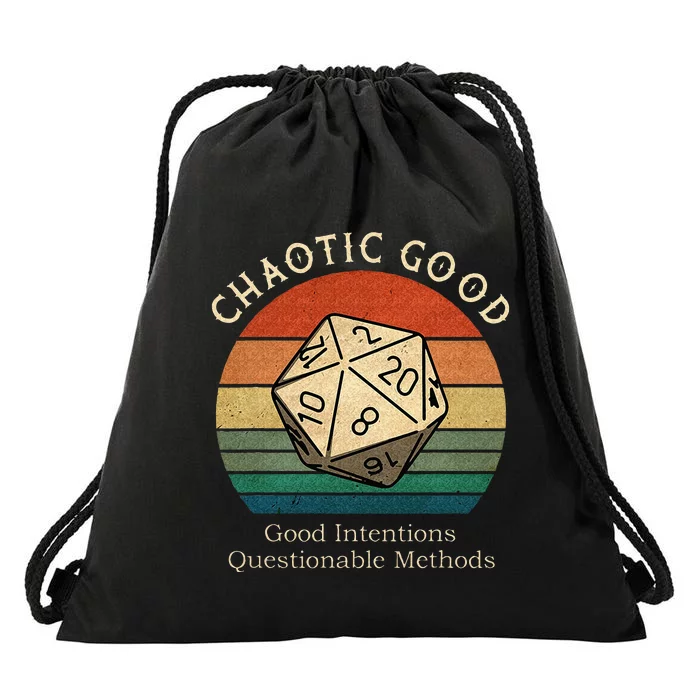 Chaotic Good Good Intentions Questionable Methods Vintage Drawstring Bag