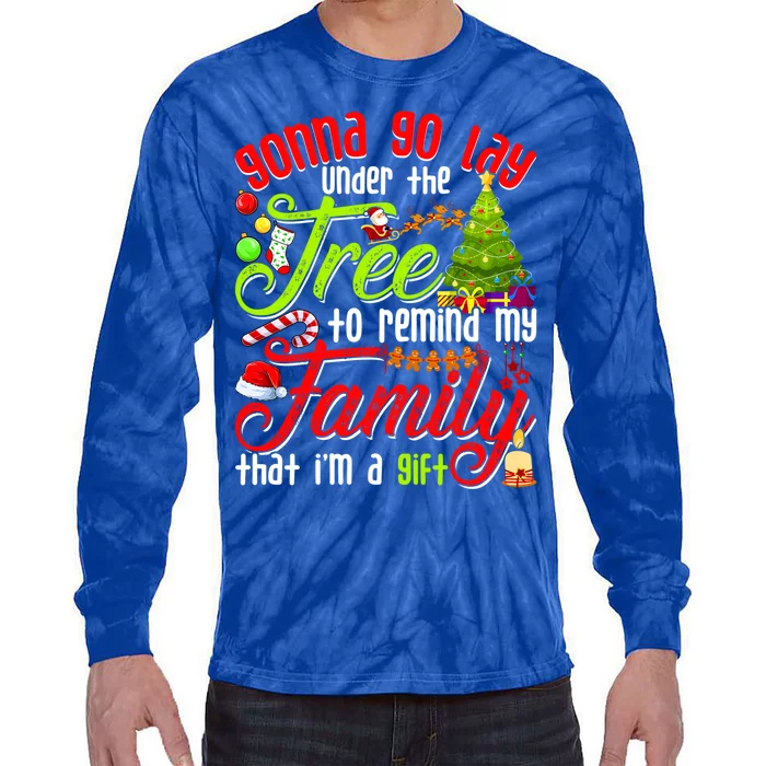 Christmas Gonna Go Lay Under The Tree Xmas Family Santa Hat Cool Gift Tie-Dye Long Sleeve Shirt