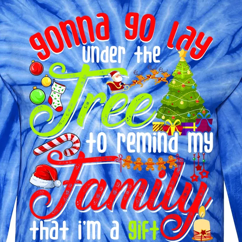 Christmas Gonna Go Lay Under The Tree Xmas Family Santa Hat Cool Gift Tie-Dye Long Sleeve Shirt