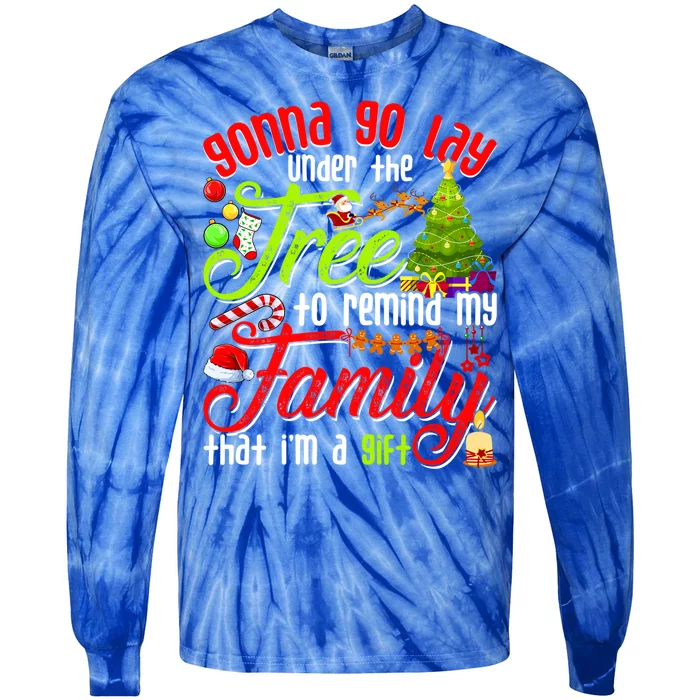 Christmas Gonna Go Lay Under The Tree Xmas Family Santa Hat Cool Gift Tie-Dye Long Sleeve Shirt