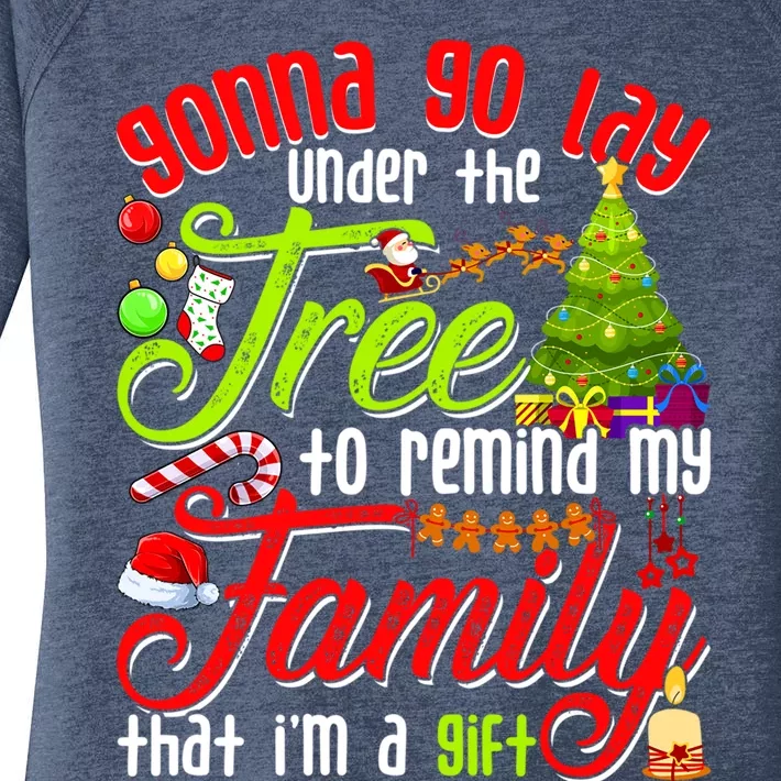 Christmas Gonna Go Lay Under The Tree Xmas Family Santa Hat Cool Gift Women's Perfect Tri Tunic Long Sleeve Shirt