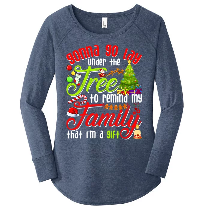 Christmas Gonna Go Lay Under The Tree Xmas Family Santa Hat Cool Gift Women's Perfect Tri Tunic Long Sleeve Shirt