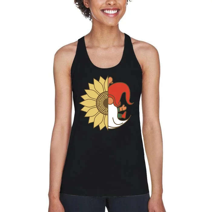 Colorful Garden Gnomes With Sunflower Women's Racerback Tank